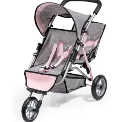 Bayer Design Duo Twin 3 Wheeled Doll's Stroller - Butterfly