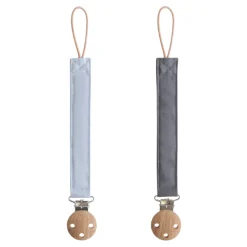 Mushie Linen Pacifier Clip - 2 Pack