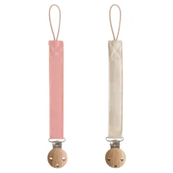 Mushie Linen Pacifier Clip - 2 Pack