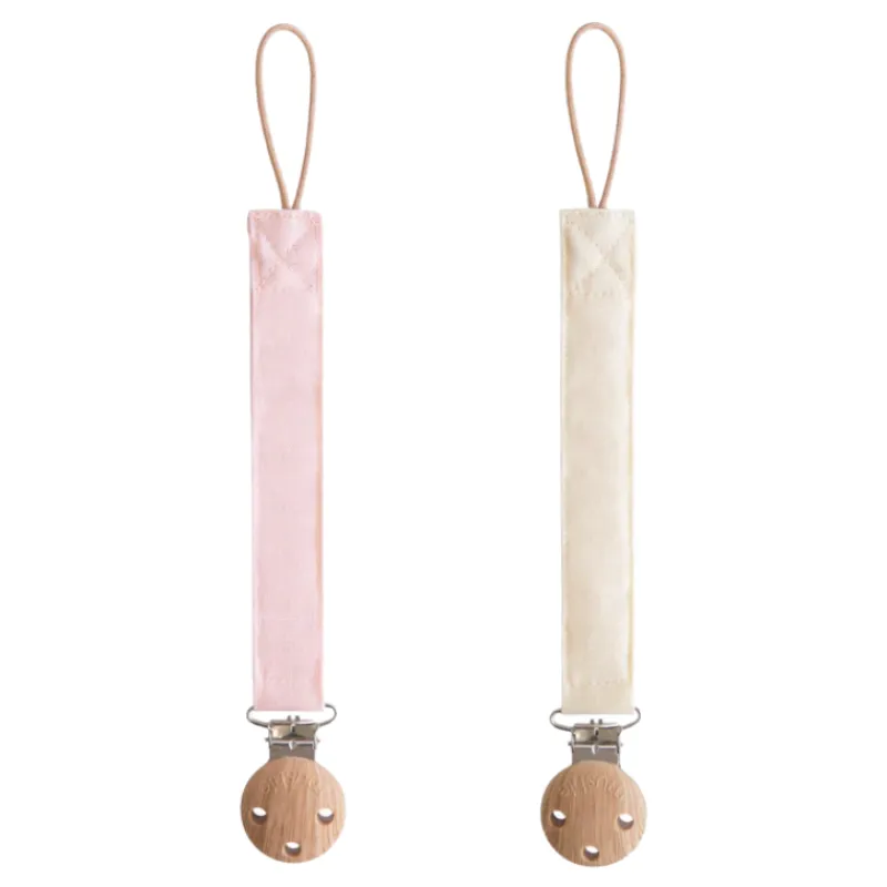 Mushie Linen Pacifier Clip - 2 Pack