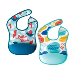 Tiny Twinkle Mess-proof Silicone Pocket Bibs - 2 Pack