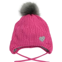 CaliKids Pom Pom Heart Hat