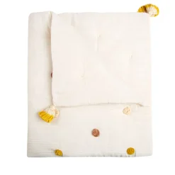 Crane Pom Pom Quilted Baby Blanket
