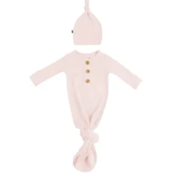 Kyte Baby Ribbed Knotted Gown & Hat